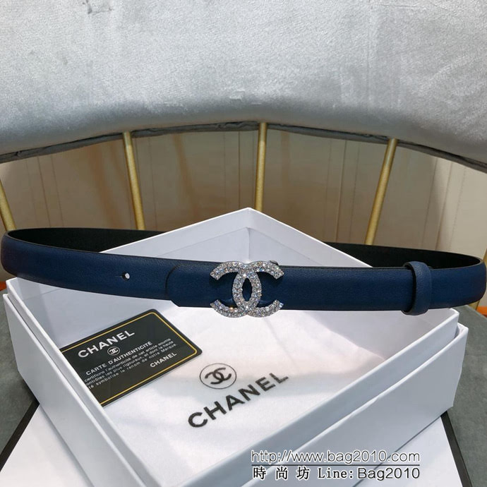 CHANEL香奈兒 18新款 20MM精品 進口光滑優雅小腰帶 CC水鑽扣  xfp1010